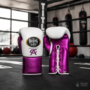 No Boxing No Life <b>Purple</b> <b>Cow</b> Hide Leather Training Boxing Gloves 8oz-12oz Laced Wrist Custom Logo for Everyone - Product Image 3
