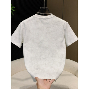 T-shirt à manches courtes pour homme, style chinois, tendance rayée, broderie, décontracté, polyvalent, livraison directe en une seule pièce - Product Image 4