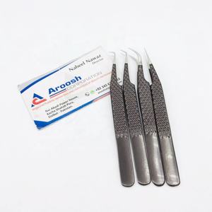 Pinzas profesionales de Extensión de pestañas de acero inoxidable sólido marrón de alta calidad agarre de diamante tipo de belleza punta puntiaguda al por mayor - Product Image 1