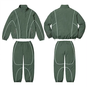 Custom Logo Printed Hooded Solid Winter <b>Waterproof</b> Lightweight Polyester/Nylon Wind Breaker Tracksuit 2-Piece <b>Set</b> - Product Image 1