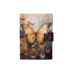<b>A5</b> Elegant Butterfly Art Handmade 100 Pages <b>Notebook</b> | Lock Diary Nature Inspired Premium Journal Eco Friendly Writing Book Gift - Product Image 1