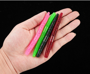 Leurre souple côtelé en PVC <span class=keywords><strong>de</strong></span> 100 mm et 6 g, type ver, pour la pêche au bar en eau douce, technique Drop Shot et Texas Rig - Product Image 6