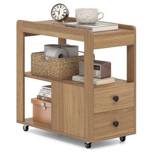 Tavolino Laterale per Divano con 2 Cassetti e Ripiani per Arredamento Soggiorno - Product Image 5