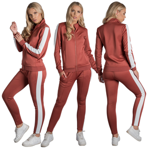 Ladies Women's 2pcs Marl Knitted Ribbed Active Bottoms Lounge Wear Sweatshirt Tracksuit - Product Image 1