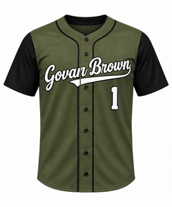 Camiseta de Béisbol Personalizada Verde Oliva, Manga Raglán Negra, Camiseta de Softbol para Equipo, Sublimación de Alta Densidad, Impresión Personalizada con Nombre - Product Image 1