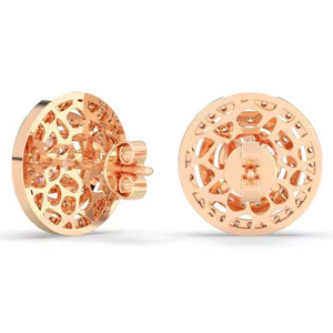 Pendientes de Moissanita Redondos con Halo, Oro Rosa, Doble Círculo, Pavé, Pendientes de Lujo Brillantes, Regalo de Joyería - Product Image 3