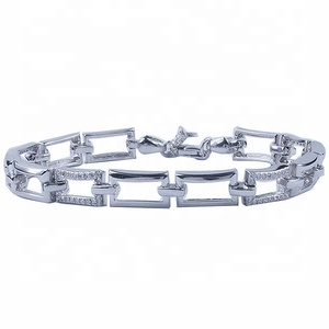 Pulsera de Plata de Ley 925 con Diamantes Personalizados de Moda Italiana, Pulsera con Dijes Minimalistas Ajustables con Piedras de Circonia Cúbica para Mujer - Product Image 4