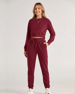 Female Tracksuit Workout 2 Piece Jogger <b>Pants</b> Cropped Top Hoodies Sets 2025 Ladies Luxury Tracksuit For Women - Product Image 3