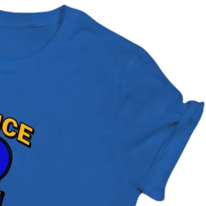 T-shirt simple à col rond imprimé, bleu et or, décontracté, à manches courtes, en coton, avec impression graphique personnalisée, haut d'été léger - Product Image 6