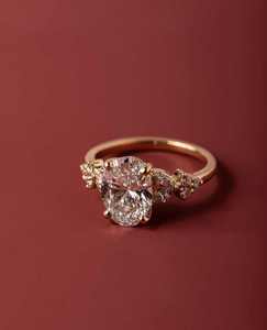 Bague de fiançailles ovale en diamant cultivé en laboratoire certifié IGI CVD HPHT, or massif 14K 18K, bijoux de mariage pour femmes, diamant taille ovale - Product Image 2