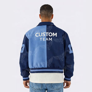Blouson universitaire personnalisé 2026, bleu, style bomber, avec broderie, style Letterman, streetwear - Product Image 2