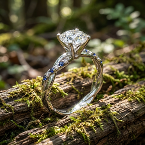 14K Gold Brilliant Cut Lab Grown Diamond Filled Engagement <b>Ring</b> Lab Grown Diamond Side Stones Trendy Women's IGI Certified - Product Image 6
