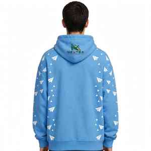 NEXTEX Sweat à capuche unisexe en molleton de coton doux bleu ciel, motif avion en papier, chaud et décontracté - Product Image 2
