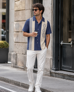 Camisa Casual de Manga Corta para Hombre, Color Beige, Elegante, Mezcla de Algodón/Poliéster, Secado Rápido, Ecológica, Transpirable, Diseño Contemporáneo - Product Image 6