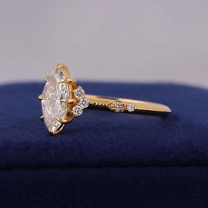 Vintage Marquise Cut Moissanite Bridal <b>Set</b> & Engagement <b>Ring</b> Unique Cluster Marquise Band 14K <b>Gold</b> Moissanite <b>Rings</b> Wholesaler - Product Image 4