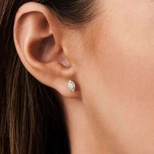 Pendientes de Diamantes Cultivados en Laboratorio con Corte Marquesa y Redondo en Oro, Oro Rosa, Oro Blanco o Plata VVS VS D E F para Mujer - Product Image 1