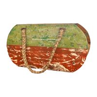 Pot Bunga / Tas Bunga dari Kayu Perahu Bekas Warna Asli untuk Dekorasi Rumah Taman Luar Ruangan Planter Oval Rotan/Mendong Besar