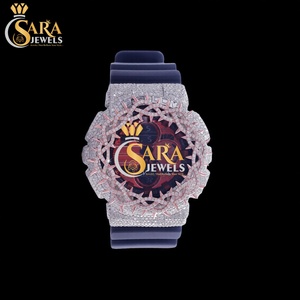 Designer Luxury Mechanical <b>Watch</b> Moissanite Diamond Half Iced <b>Rubber</b> Strap Square Stainless Steel Antique Style - Product Image 2