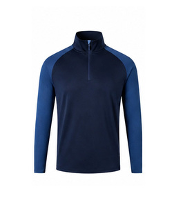 Men's Quarter-Zip <b>Long</b> <b>Sleeve</b> Sports <b>Top</b> Solid Color Quick Dry Polyester <b>Training</b> Pullover Regular Fit All Seasons - Product Image 1