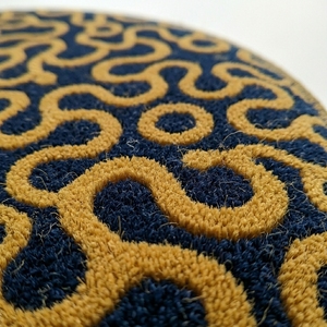 Alfombra Redonda Moderna con Patrón Geométrico, Alfombra Azul y Dorada Abstracta para Sala de Estar, Decoración del Hogar - Product Image 2