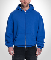 Sudadera con capucha y cremallera para hombre, 100% algodón, 380 GSM, gruesa, estilo casual oversize, suéter polar, superventas directo de fábrica