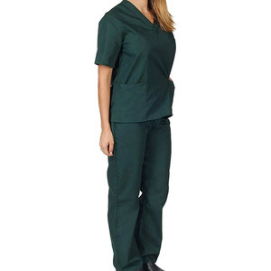 Ensemble de blouses médicales vert foncé pour femmes, extensible et doux, col en V, manches courtes, pantalon jogger, uniforme de travail pour hôpital, clinique et santé - Product Image 4
