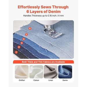 Máquina de Coser Eléctrica Computarizada de 200 Puntadas con Pantalla LCD, Luz LED, Marco Metálico Resistente, Pedal y Diseño Digital - Product Image 4