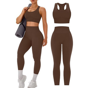 Ensemble de yoga 2 pièces pour femmes grandes tailles : soutien-gorge de sport sans manches taille mi-haute et leggings en Spandex/Nylon à séchage rapide et extensibles pour l'entraînement - Product Image 5