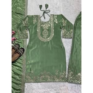 Conjunto de Traje de Fiesta Bordado en Satén con Diseño Único de Secuencia Codificada - Product Image 2