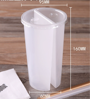 Tutup Gelas Bubble Tea Sekali Pakai PP 2 Kompartemen Transparan 500ml 700ml Minuman Dingin Logo Kustom 98mm