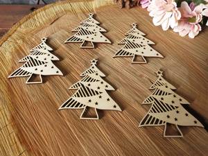 Décoration murale de Noël en bois découpée au laser, ornement rustique sur le thème de la forêt, décoration saisonnière d'hiver - Product Image 5