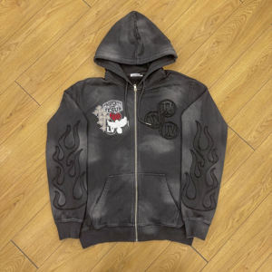 Sweat-shirt à capuche unisexe noir avec fermeture éclair, logo Jésus brodé, streetwear, coupe ample, 100% coton, ODM, vêtements d'hiver - Product Image 1