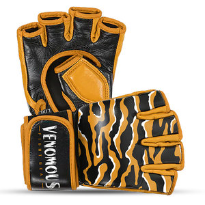 Guantes de MMA Venomous Tiger Viper de Cuero, Medios Dedos, Correa de Muñeca Ajustable, para Entrenamiento, Sparring, Grappling, Duraderos, Transpirables, para Combate - Product Image 4