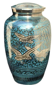 Urna Conmemorativa de Latón Antiguo Verde, Estilo Americano/Europeo, Completamente Grabada, para Guardar Cenizas de Adultos - Product Image 2