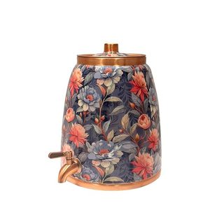 Distributeur d'eau chaude et froide en cuivre avec motif floral et robinet, réutilisable, garantie de 3 ans pour usage domestique - Product Image 1