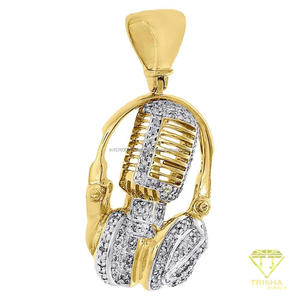 Colgante Musical Iced Out con Diamante Cultivado en Laboratorio, Plata de Ley 925, Dos Tonos, Joyería de Hip Hop - Product Image 1