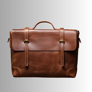 Porte-documents classique en cuir véritable pour homme, sac rigide d'affaires avec fermeture à rabat, design durable, sacs de bureau - Product Image 1