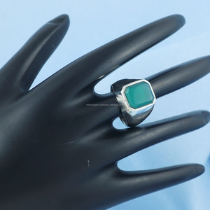 Nouvelle arrivée bague de mariage de luxe pour hommes en argent sterling 925 cristal original fait à la main pierres précieuses de qualité supérieure bagues fines poire réglables - Product Image 6