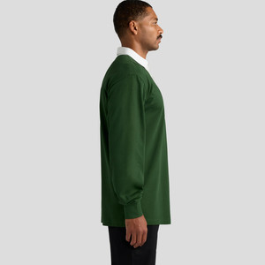 Chemise tissée à manches longues pour homme, style preppy décontracté, bleu uni, motif imprimé numérique, logo frontal, coupe classique, boutonnée, 100 % coton - Product Image 3