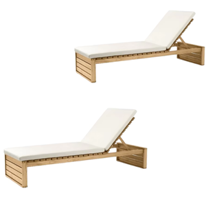 Meubles de chaise longue en bois de teck et équipés de mousse souple au design moderne pour l'extérieur - Product Image 2