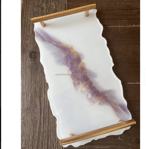 ชุดถาดเสิร์ฟเรซินรูปร่างดอกไม้ทำด้วยมือพร้อมที่จับโลหะรูปแบบงานฝีมือสำหรับตกแต่งบ้านร้านอาหาร - Product Image 3