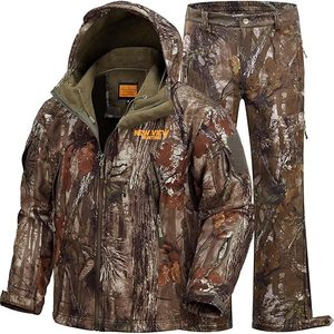 Nowview Hunting <b>Camouflage</b> Soft Shell <b>Jacket</b> and Pants Set Waterproof Men's Outdoor Wear Winter Hunting Apparel - Product Image 1