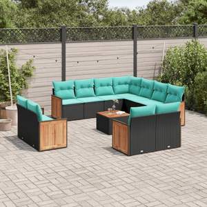 D0100X3ZX3J Patio Sofa Set 12-Piece Black Poly Rattan Outdoor Storage Solution Elegant <b>Rectangle</b> Design - Product Image 3