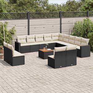 Conjunto de Sofás de Jardín de Ratán Negro para 10 Personas, Muebles de Exterior Resistentes a la Intemperie, Diseño Contemporáneo - Product Image 1