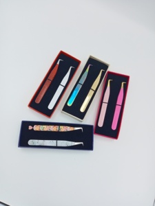 Ensemble de pinces à cils professionnelles de qualité supérieure, 6 pièces, multicolores, avec boîtes de rangement personnalisées, pinces à cils en forme de cœur - Product Image 1
