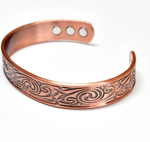 Premium Heritage Floral Accent Metallic Therapy Bracelet Fashionable Metal Jewelry Exquisite Design - Product Image 2