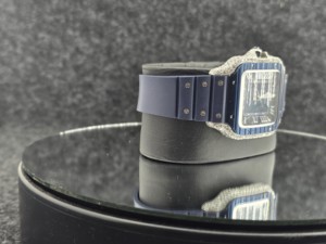 Reloj Analógico de Lujo con Correa de Cuero y Acero Inoxidable, con Diamantes Moissanite VVS Cuadrados, 16 mm, Totalmente Cubierto de Diamantes, Movimiento Automático ETA - Product Image 2