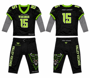 Ensemble de maillots de football américain Furat Leathers, couleur personnalisée noir et bleu, impression par transfert thermique, 00, évacuation de l'humidité, manches courtes, adulte - Product Image 4