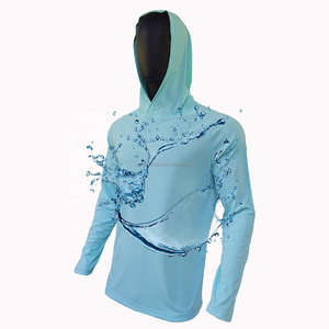 Hoodie de pêche d'extérieur 100% polyester UPF 50 Protection UV Séchage rapide Fermeture éclair avant Pêche pour hommes Été - Product Image 1