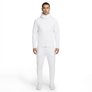 Men's <b>White</b> Hoodie and <b>Jogger</b> Pants Set Solid Color Casual Track Suit Autumn Wear - Product Image 1